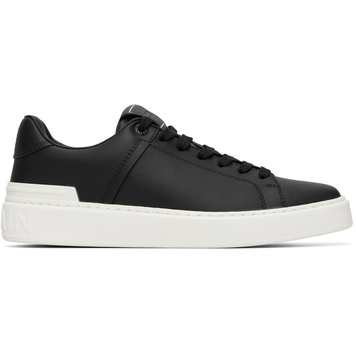 Photo: BALMAIN Black B-Court Calfskin Sneakers