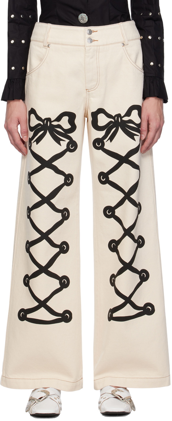 Chopova Lowena Off-White Ribbon Jeans