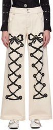 Chopova Lowena Off-White Ribbon Jeans