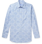 Valentino - Logo-Print Striped Cotton-Poplin Shirt - Light blue