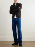 Saman Amel - Ribbed Cashmere Zip-Up Cardigan - Brown