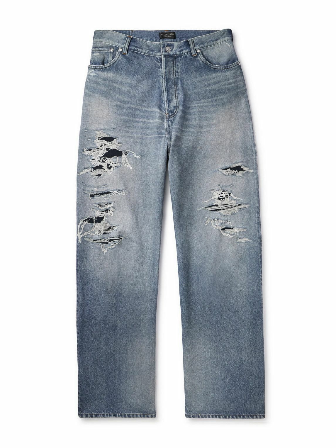 Balenciaga - Trompe L'oeil Cotton-Molleton Trousers - Blue Balenciaga