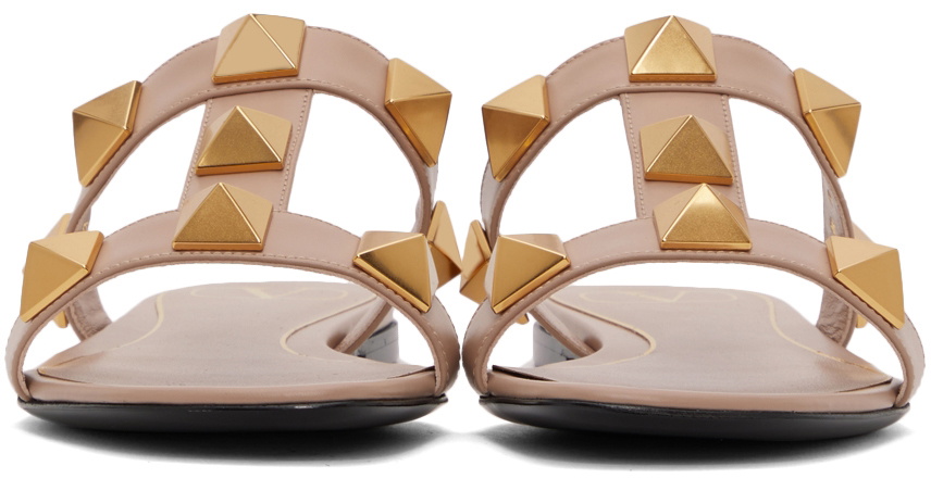 Valentino Garavani Pink Roman Stud Flat Slide Sandals