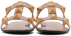 Valentino Garavani Pink Roman Stud Flat Slide Sandals