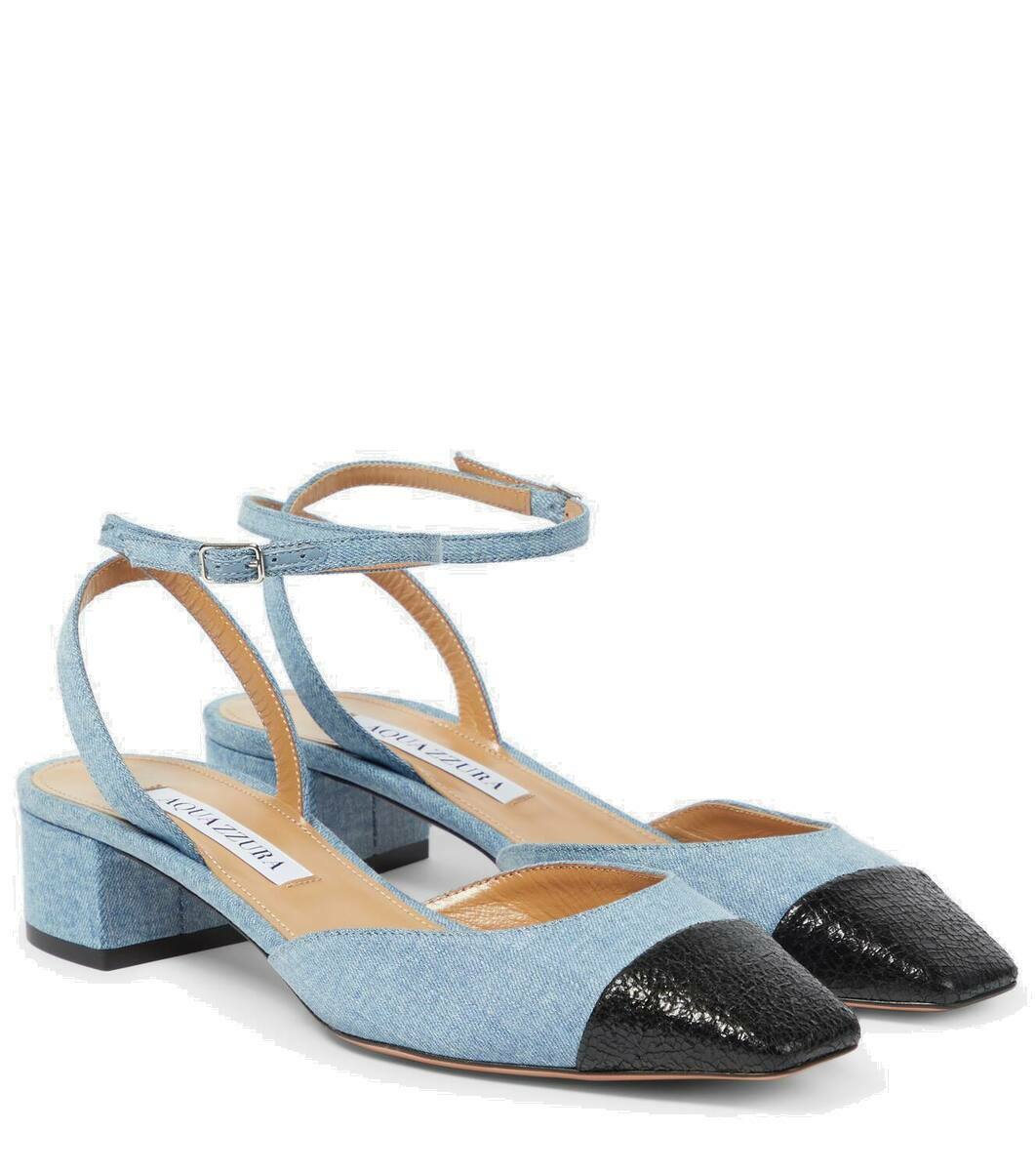 Aquazzura French Flirt 35 denim and leather pumps Aquazzura