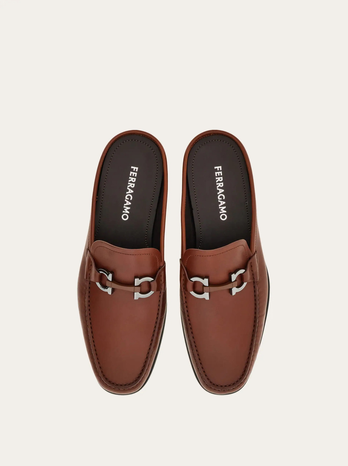 Ferragamo Mens Gancini ornament mule in Brown