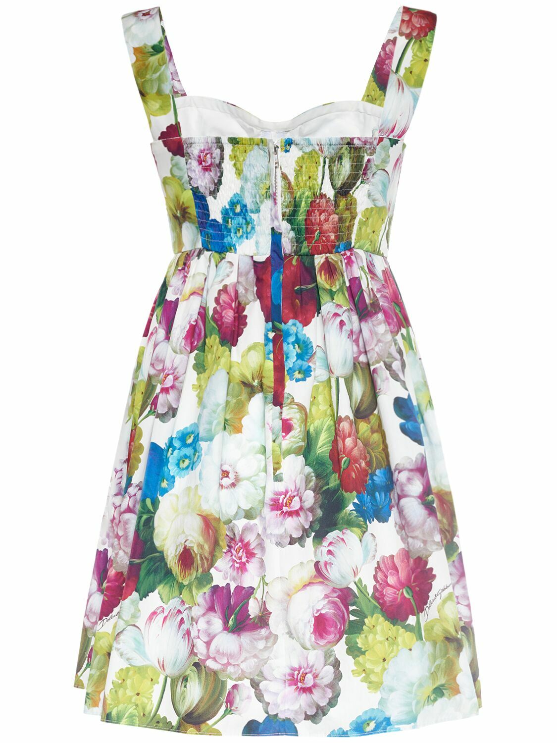 DOLCE & GABBANA - Cotton Poplin Flower Print Mini Dress