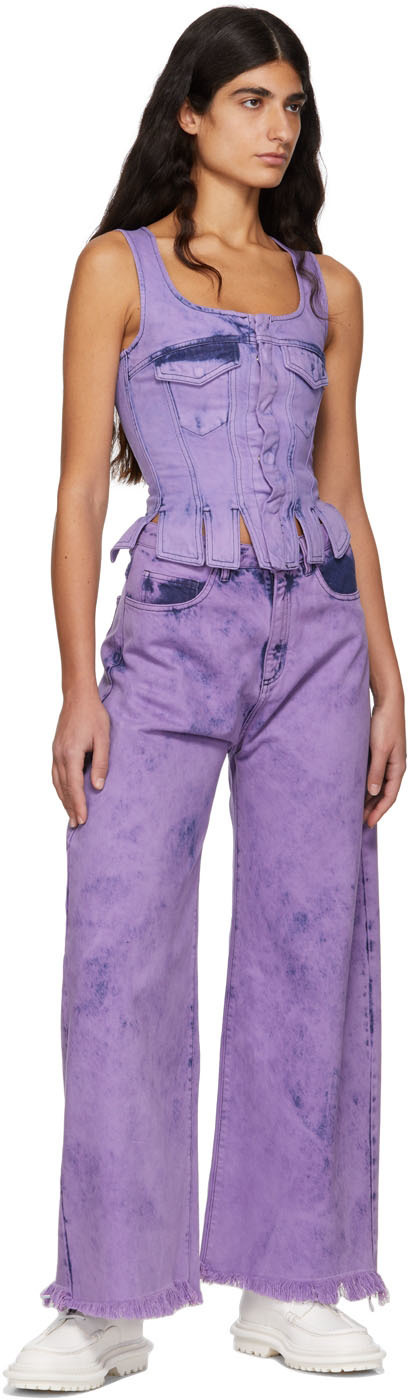 Marques Almeida SSENSE Exclusive Purple Denim Corset Tank Top
