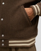 Les Deux Varsity Herringbone Wool Jacket Brown - Mens - Bomber Jackets/College Jackets