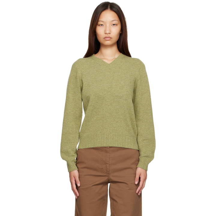 Photo: Nothing Written Green Marsh V-Neck Pullover Sweater