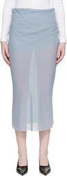 Rier Blue Wool Gaze Draped Midi Skirt