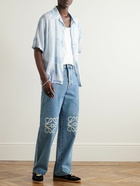 Loewe - Wide-Leg Logo-Embroidered Jeans - Blue