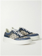 GUCCI - Monogrammed Coated-Canvas and Leather Sneakers - Blue