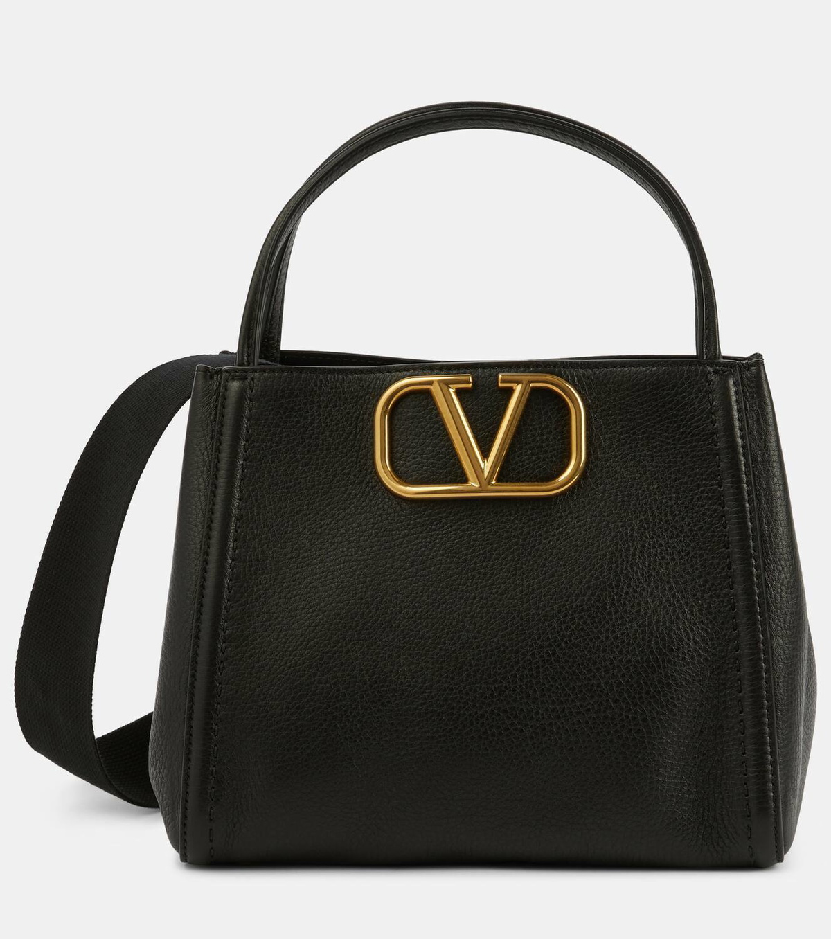 トートバッグ VALENTINO GARAVANI Black Leather Handbag Valentino Garavani Double handle leather tote bag | The
