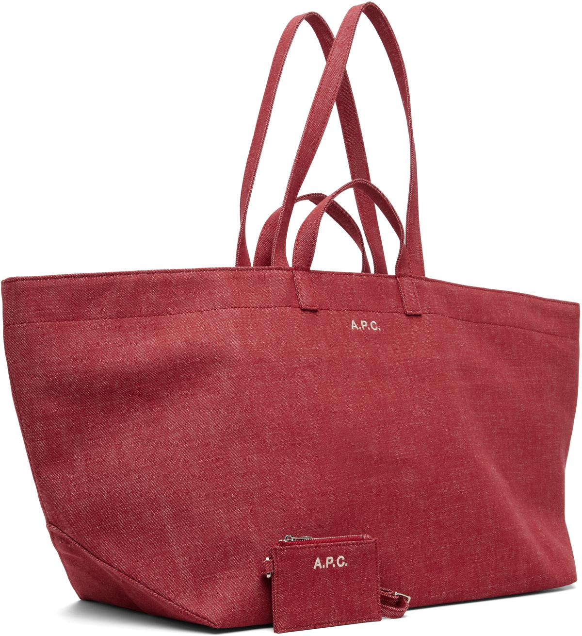 A.P.C. Red 'Le Drummer' Toile Tote