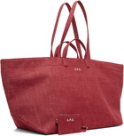 A.P.C. Red 'Le Drummer' Toile Tote