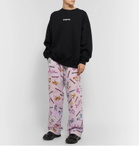 Vetements - Wide-Leg Printed Cotton-Poplin Trousers - Pink