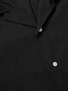 A.PRESSE - Convertible-Collar Silk and Cotton-Blend Shirt - Black