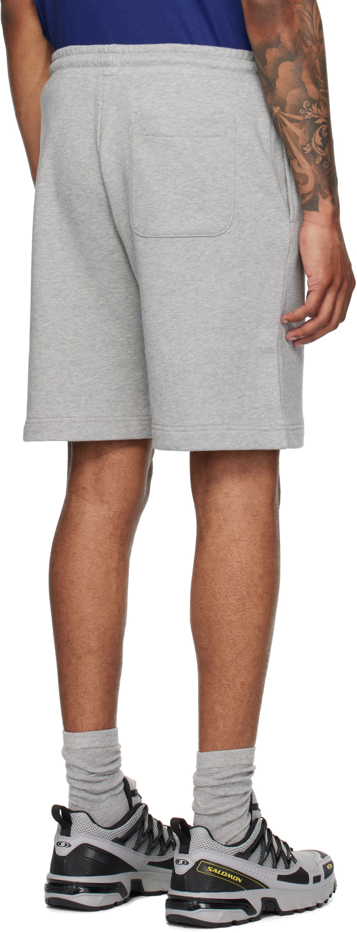 MONCLER 2B00014 596S8 Monogram Logo Short Pants ボトムのみ Moncler Logo Embroidered Drawstring Shorts Grey Men's - US