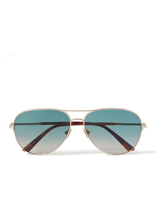 Photo: TOM FORD - Aviator-Style Rose Gold-Tone and Tortoiseshell Acetate Sunglasses - Gold