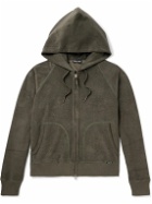 TOM FORD - Towelling Cotton-Terry Zip-Up Hoodie - Green