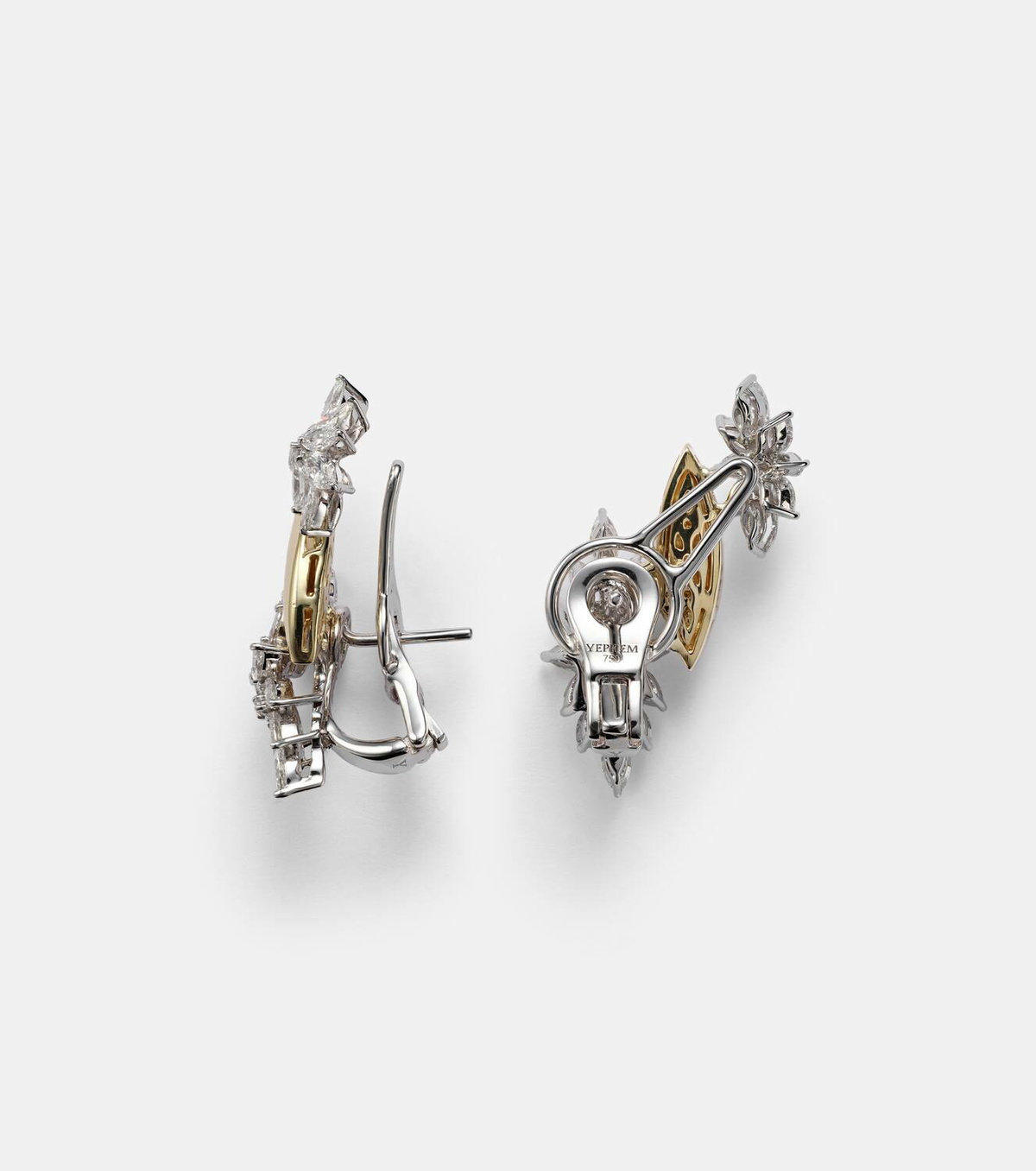 Yeprem Golden Strada 18kt yellow and white gold clip-on earrings with diamonds