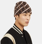 Fendi - Logo-Jacquard Virgin Wool Beanie - Brown