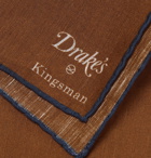 Kingsman - Drake's Linen and Cotton-Blend Pocket Square - Brown