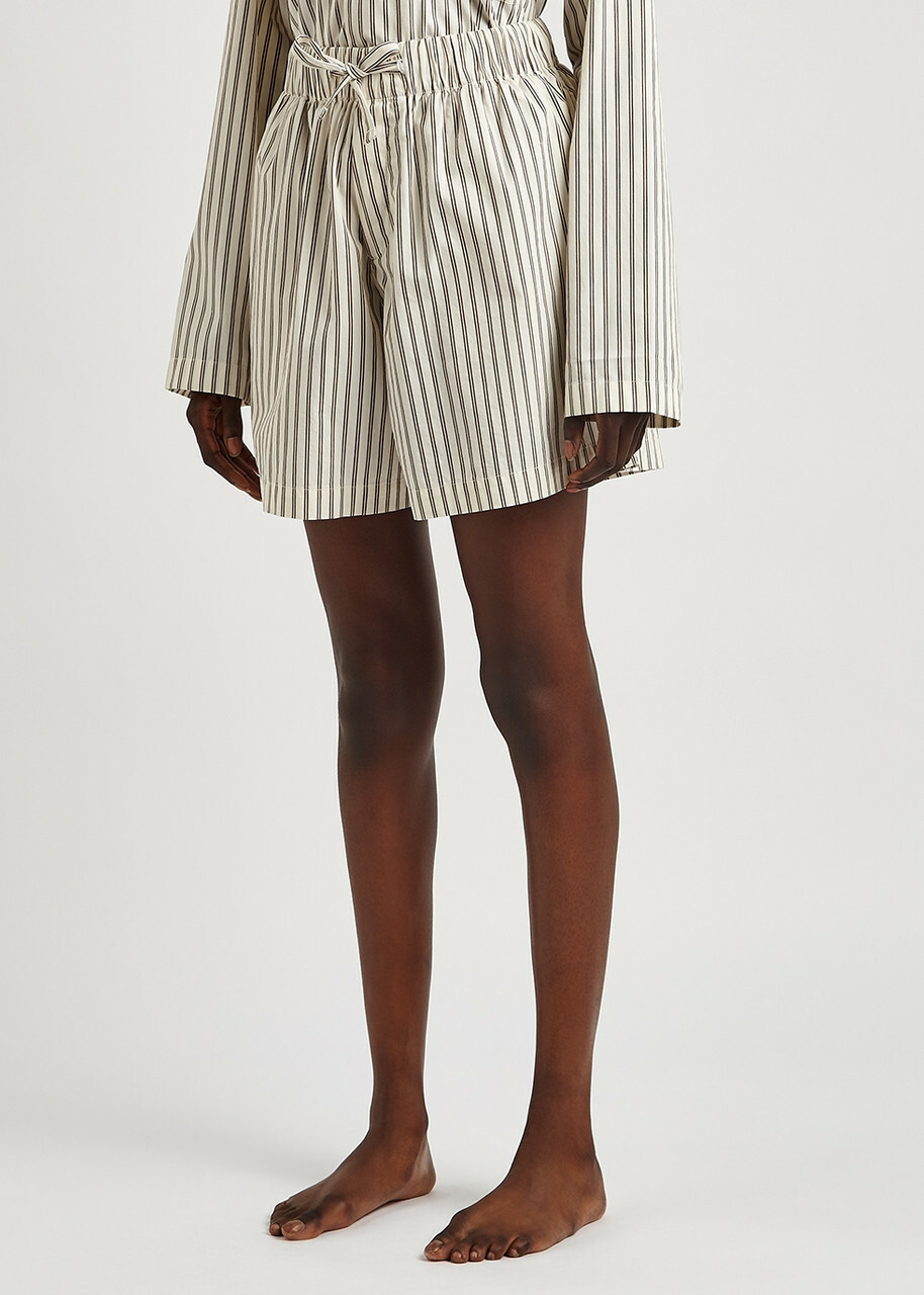Tekla Unisex Poplin Pyjama Shorts White/black