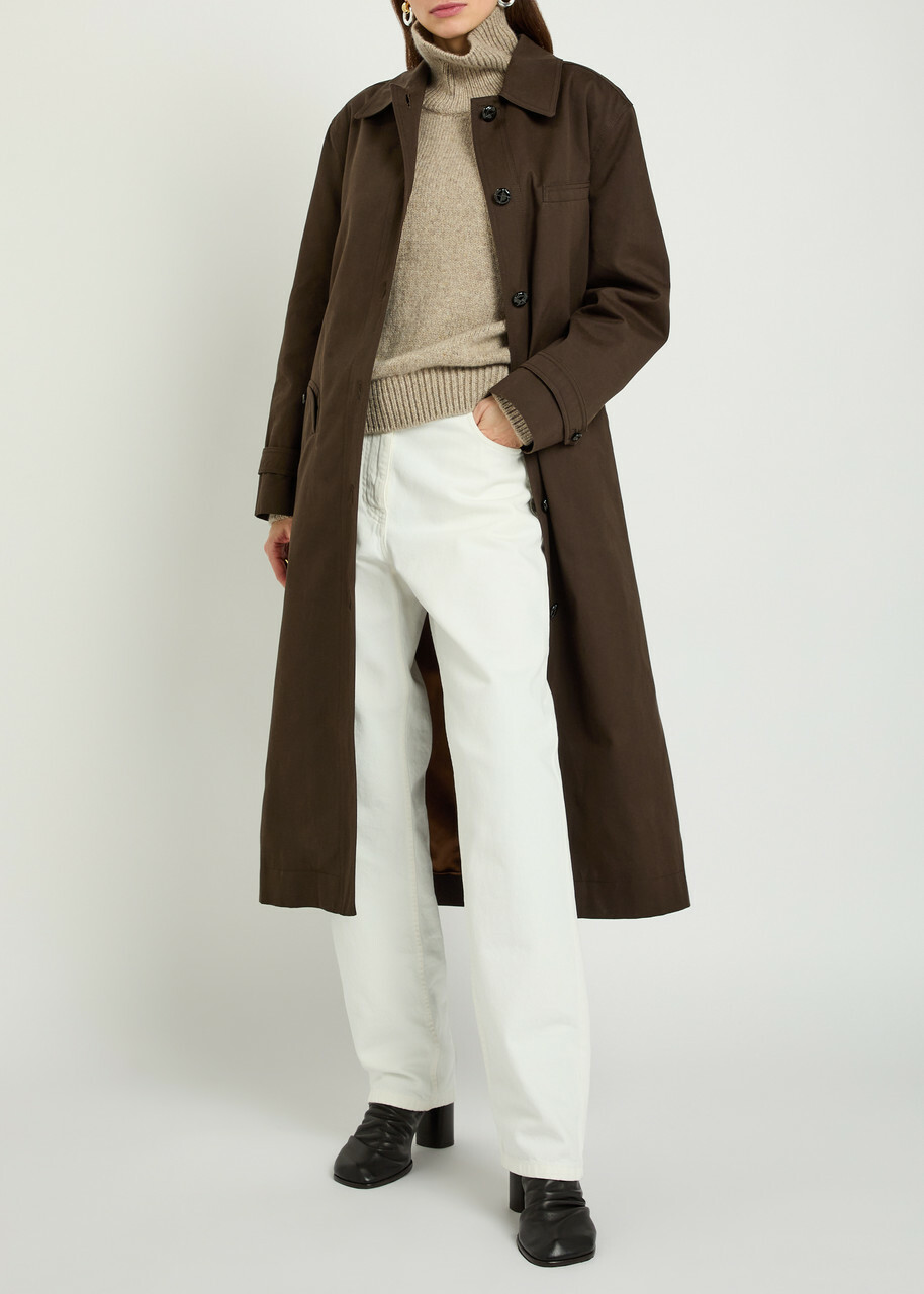 Blaze Milano Basoto Belted Cotton Trench Coat Dark Brown