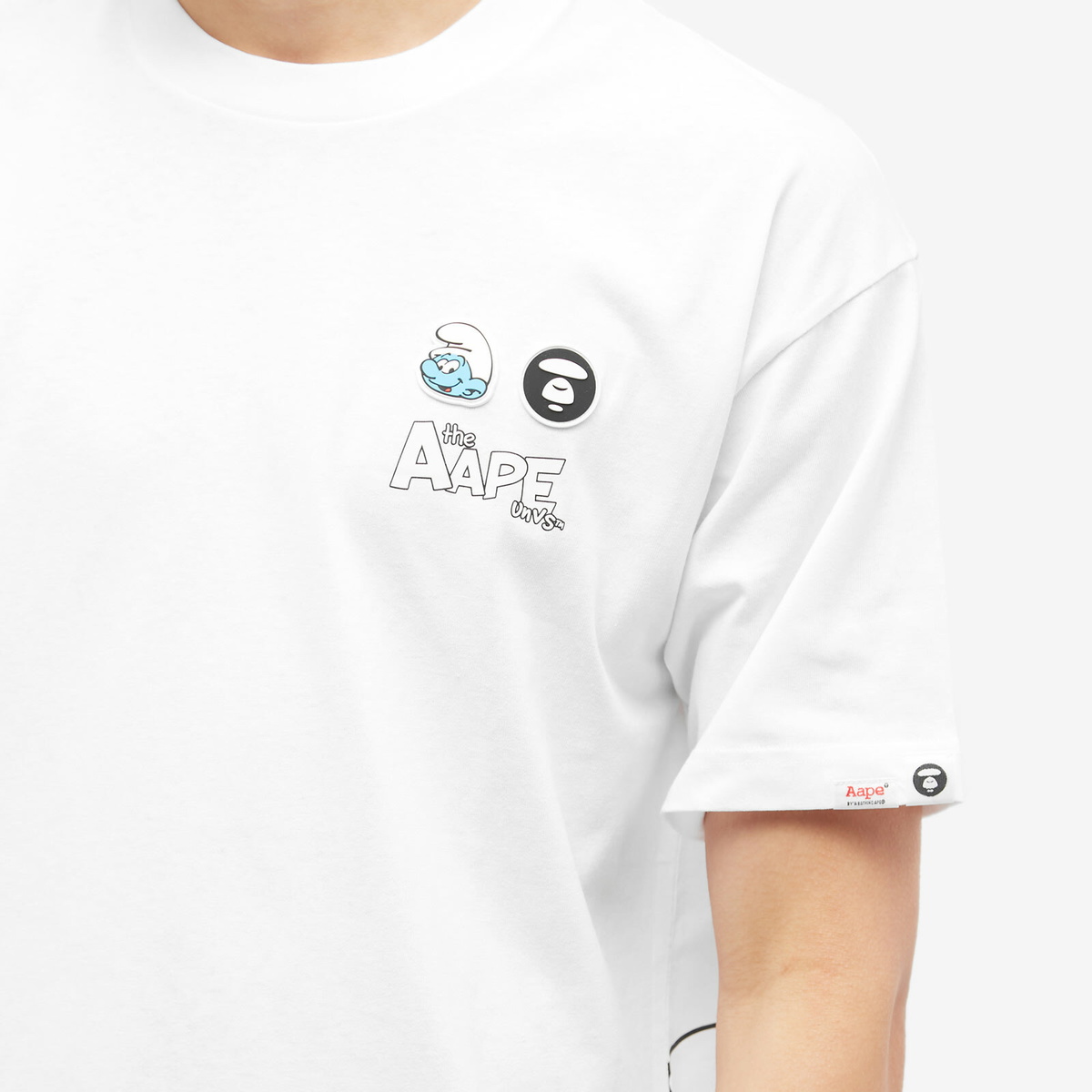 Men's AAPE x Smurfs Outline Smurf T-Shirt in White AAPE by A