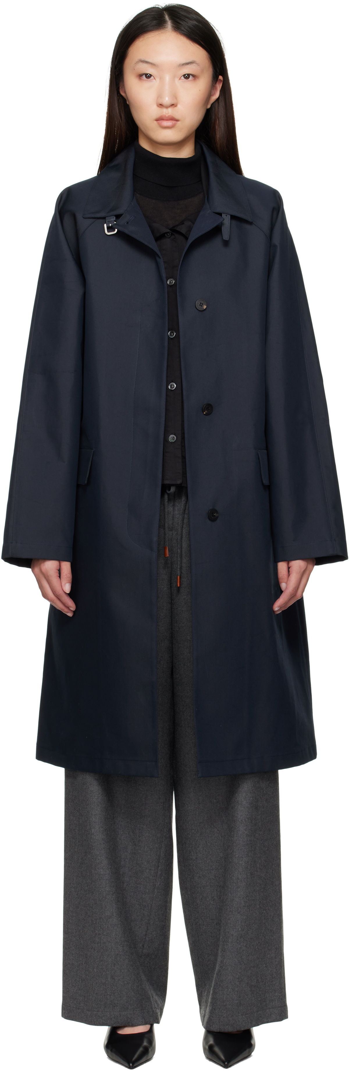 LE17SEPTEMBRE Navy Mac Trench Coat