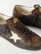 Golden Goose - Super-Star Distressed Suede-Trimmed Leather Sneakers - Black