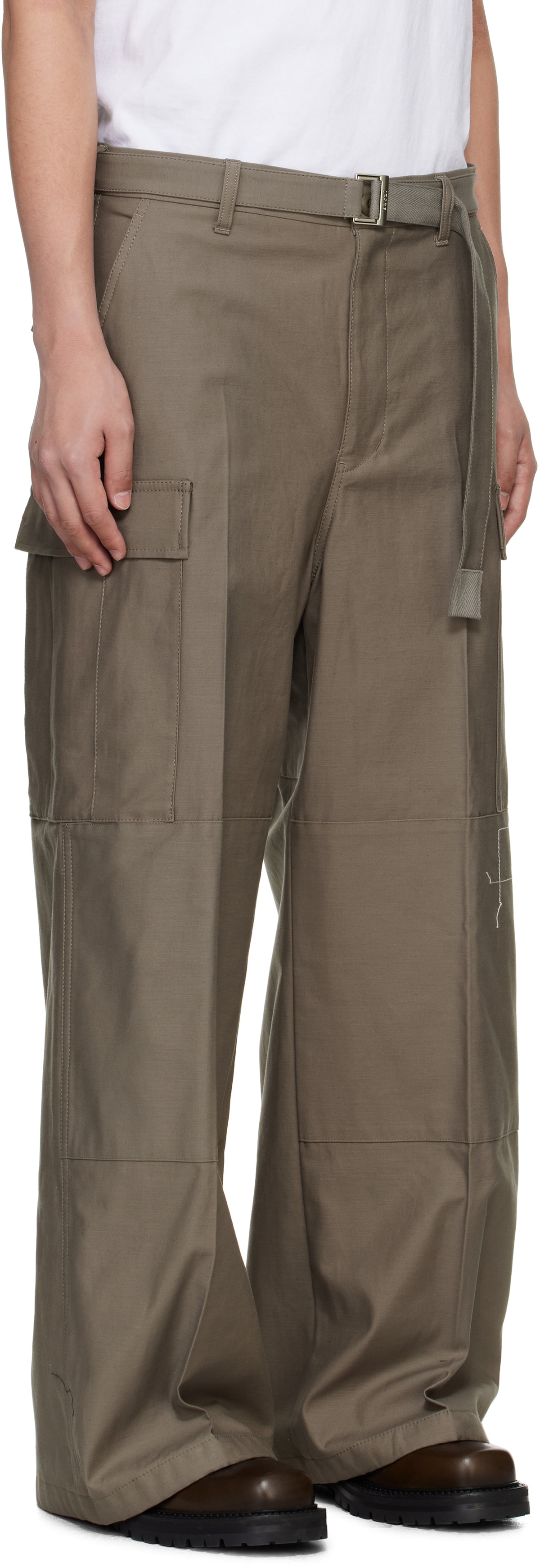 sacai Taupe WTAPS Edition Cotton Back Satin Cargo Pants Sacai