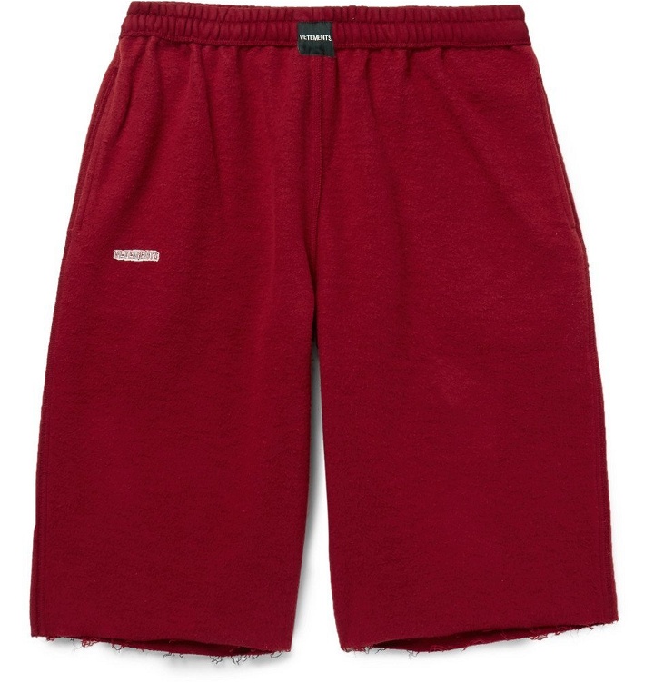 Photo: Vetements - Wide-Leg Cotton-Blend Fleece Shorts - Men - Red
