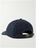 TOM FORD - Leather-Trimmed Logo-Embroidered Cotton-Twill Baseball Cap - Blue