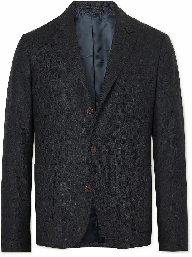 Photo: Purdey - Mayfair Herringbone Wool and Cashmere-Blend Tweed Blazer - Blue