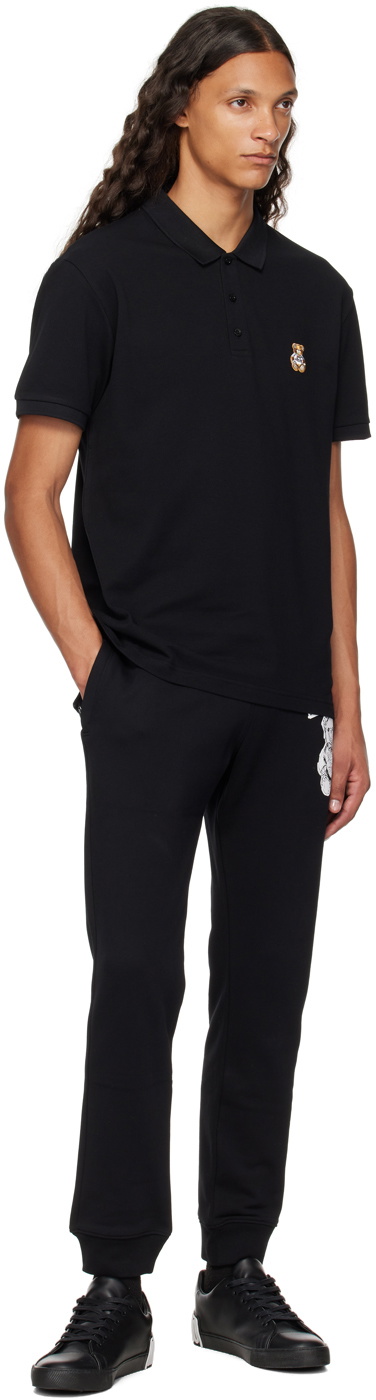Moschino Black Teddy Patch Polo