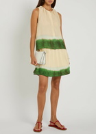 Vince Dip-dye Pleated Woven Mini Skirt Cream
