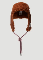 Shearling Tie Hat in Brown