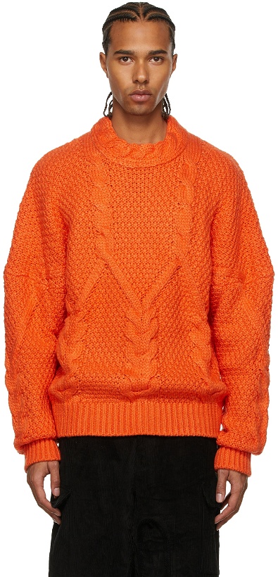 Photo: Winnie New York Orange Intwined Cable Knit Sweater