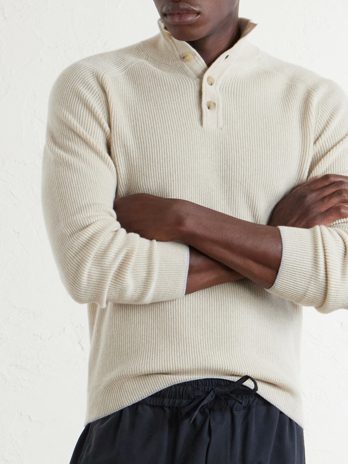 FEDELI - Kyoto Ribbed Cashmere Polo Shirt - Neutrals