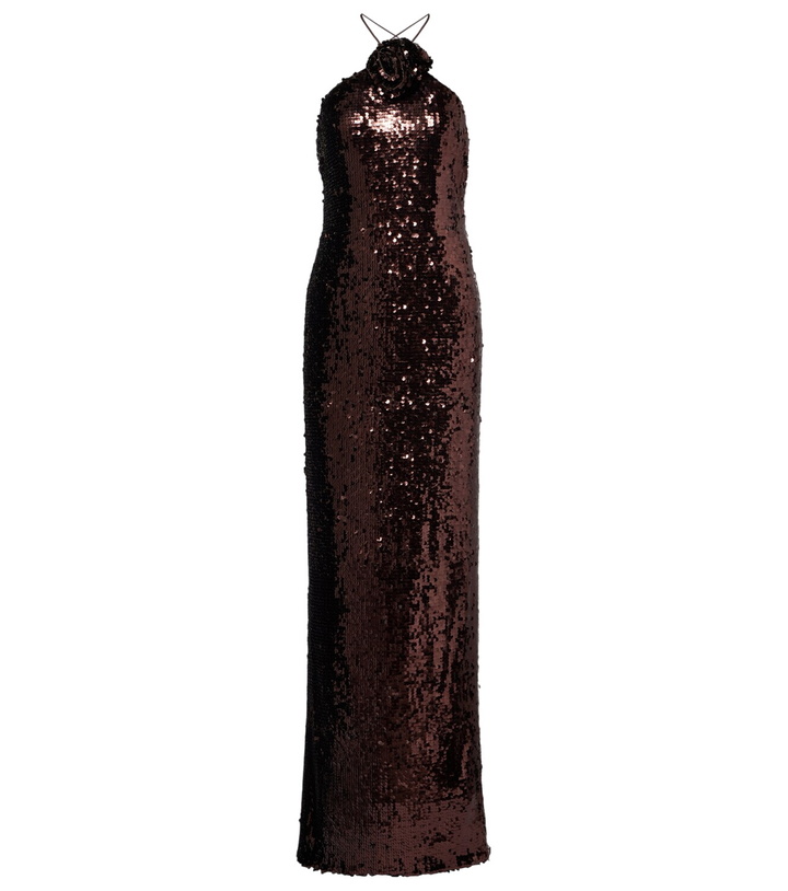 Photo: Magda Butrym Floral-appliqué sequined gown