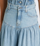 Ganni Ruffled denim midi skirt
