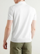 Canali - Suede-Trimmed Cotton Polo Shirt - White
