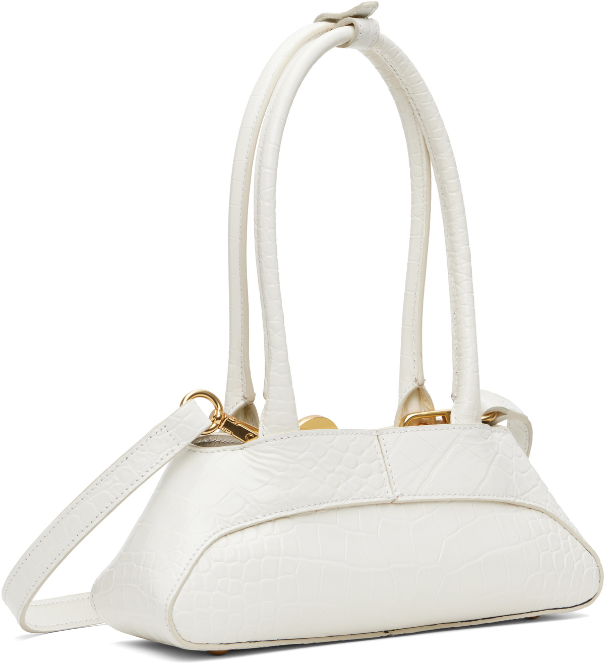 Marine Serre White Croco Embossed Leather Aurora Mini Bag