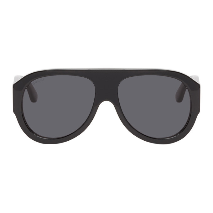 Photo: Gucci Black Acetate Aviator Sunglasses