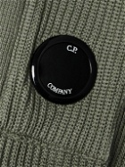 C.P. Company - Logo-Appliquéd Ribbed Sea Island Cotton Sweater - Green