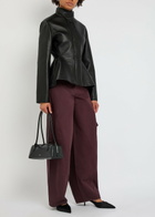 Alaïa Panelled Peplum Leather Jacket Black