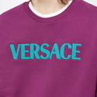 Versace Men's Logo Applique Crew Sweat in Plum